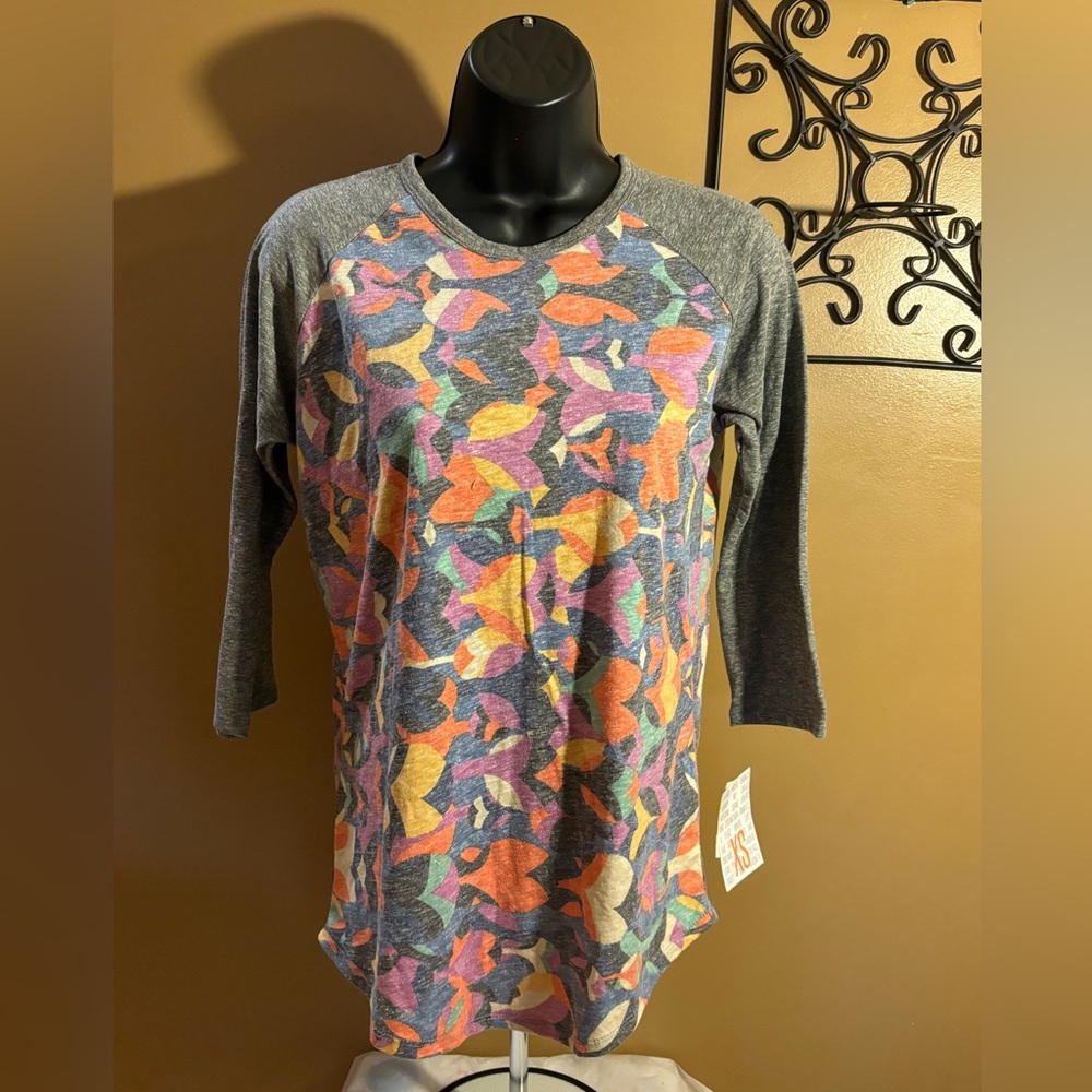 Lularoe Heathered Randy Baseball Tee XS